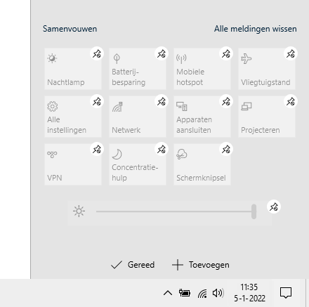 Windows 10 instellingen: onderdeel Systeem, sub Meldingen en acties