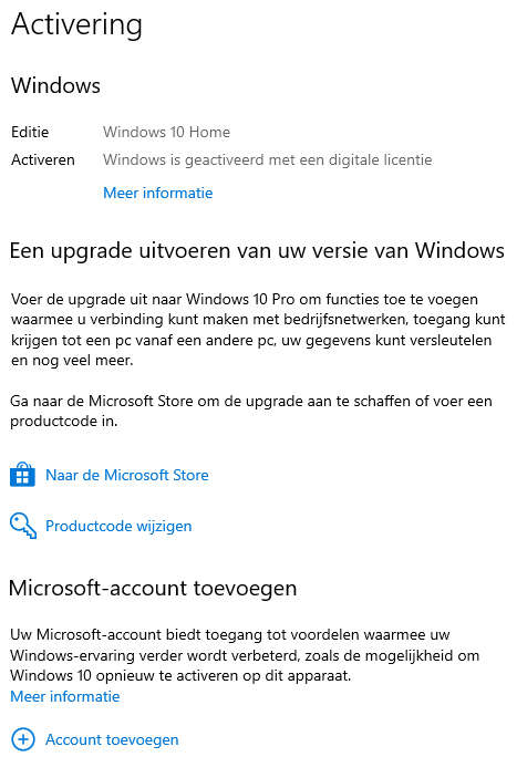 Windows 10 activeren door de productcode te wijzigen