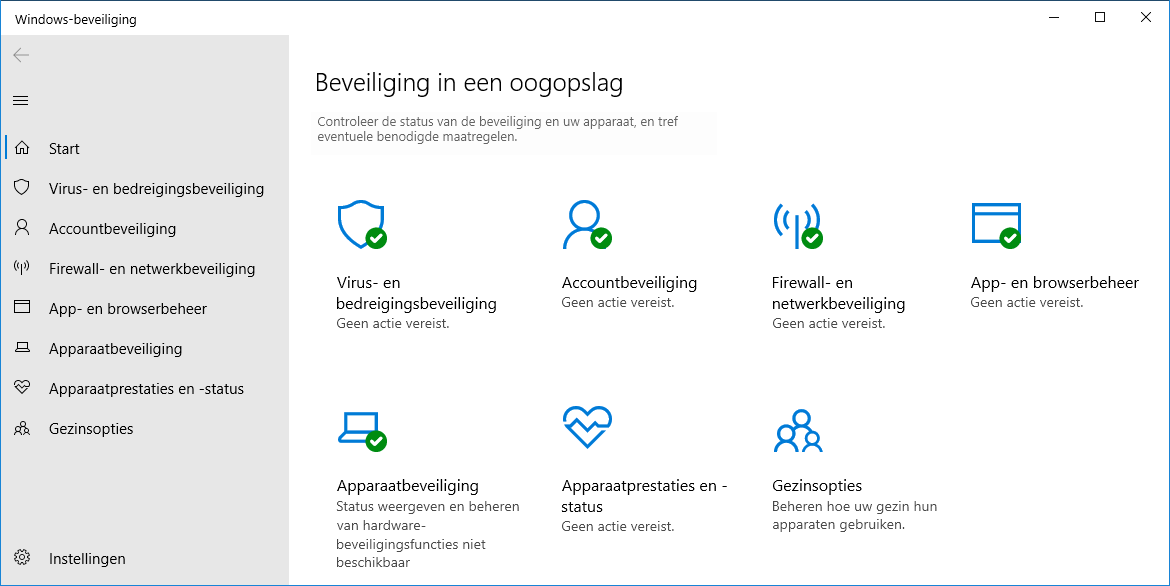 Windows Defender instellingen