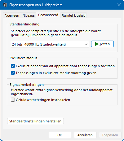 Asynchroon geluid en beeld: Geluidsverbeteringen inschakelen