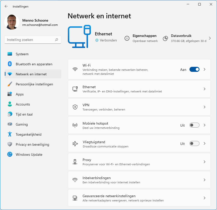 Windows 11 instellingen: Netwerk en internet
