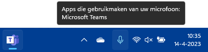 Windows 11 geluid: microfoon-icoontje (taakbalkhoek)