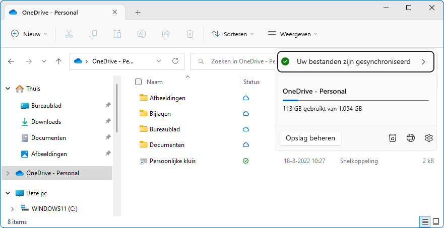 Maan labyrint doneren OneDrive online opslag (Windows 11)