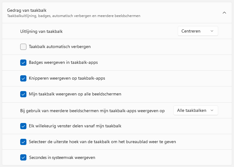 Windows 11: gedrag van de taakbalk