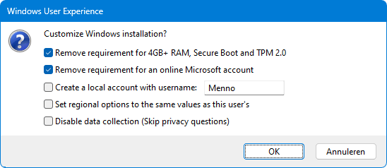 Rufus: Remove requirement for 4GB+ RAM, Secure Boot and TPM 2.0