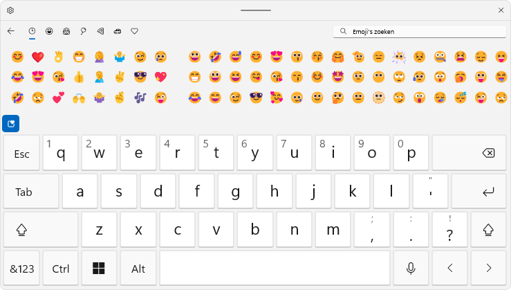 Windows 11 schermtoetsenbord (emoji, kaomoji en symbolen)