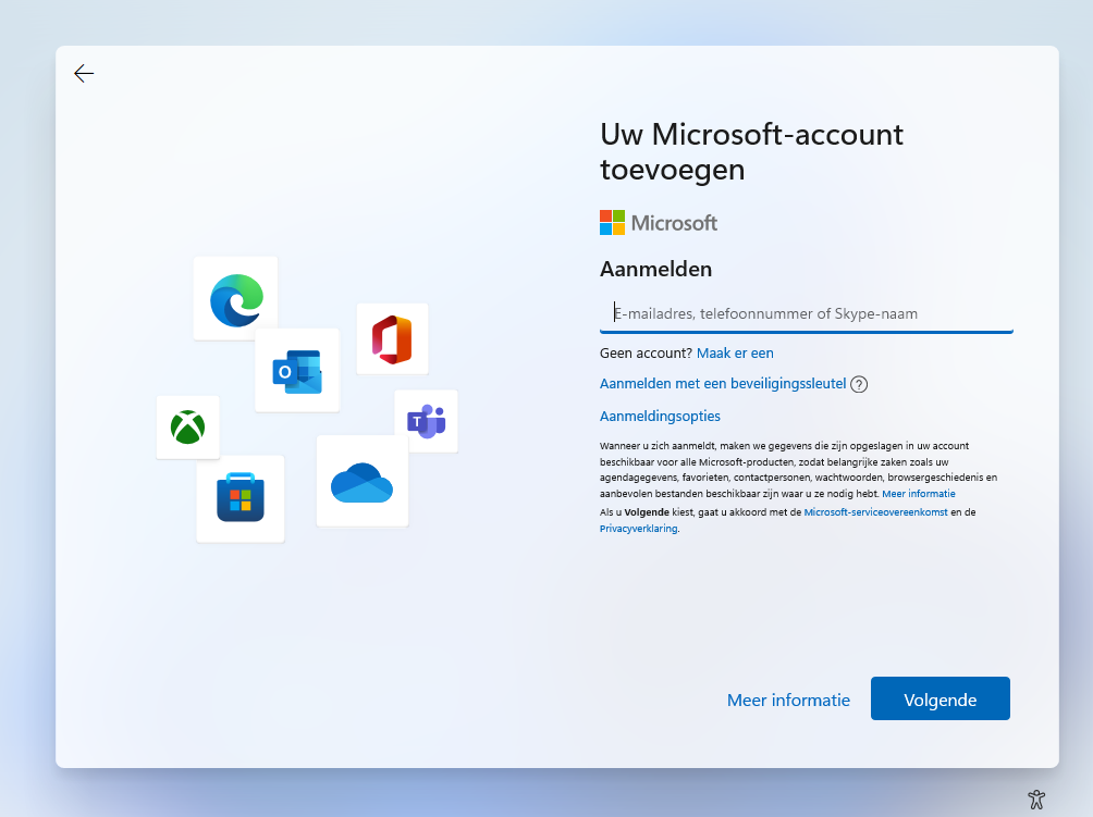 Gebruikersaccount aanmaken tijdens de Windows 11-setup: uw Microsoft-account toevoegen