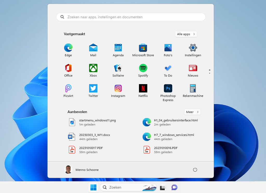 De Gebruikersinterface Van Windows 11 Taakbalk Startmenu Win X Menu