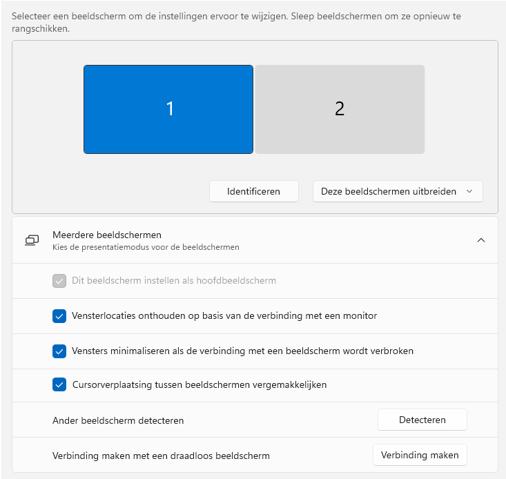 Windows 11: meerdere beeldschermen