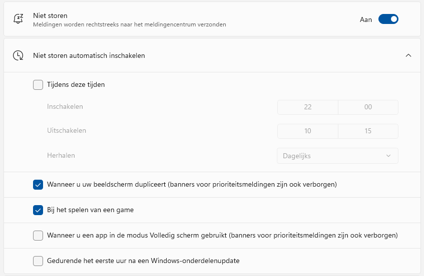 Windows 11: Niet storen