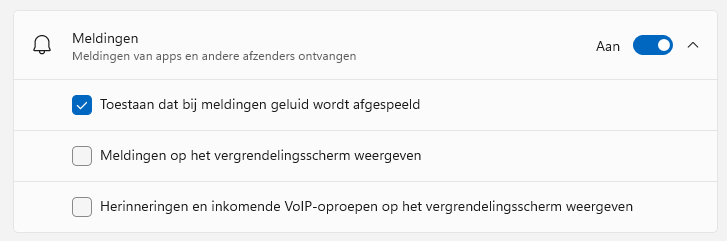 Windows 11: meldingen van apps
