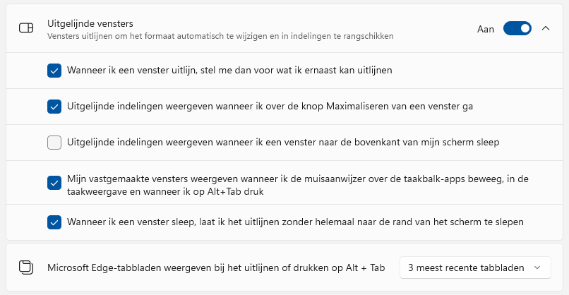 Windows 11 multitasking: vensters uitlijnen