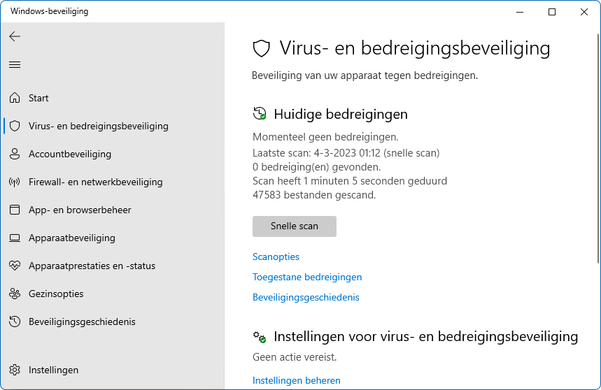 Windows Beveiliging: scan