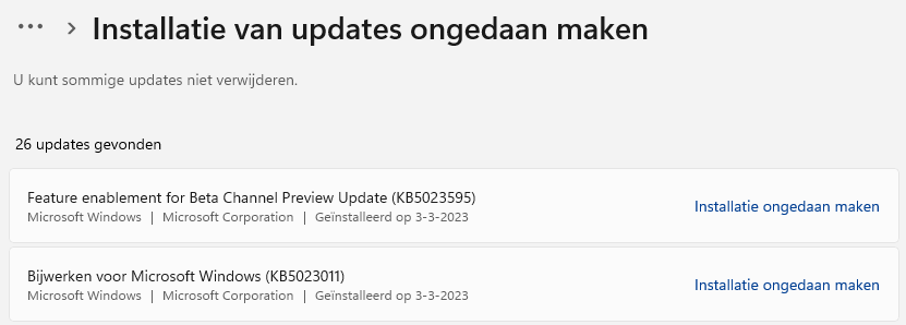 Windows 11 update verwijderen