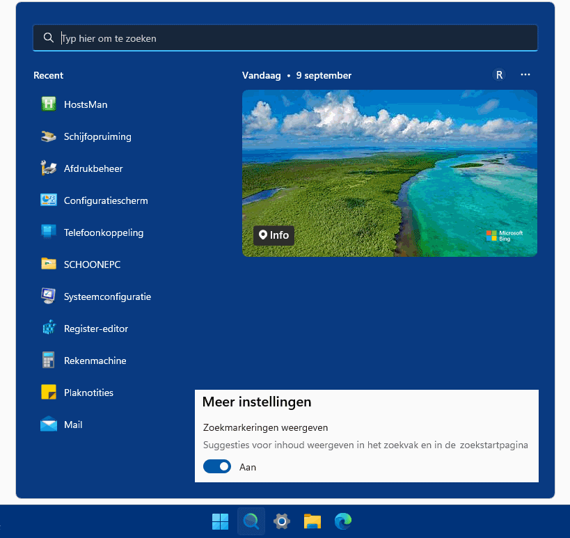Windows 11: Zoekmarkeringen