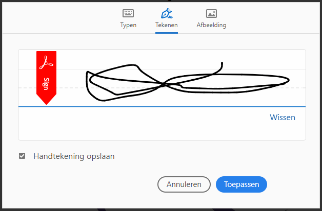 PDF handtekening tekenen bij Adobe Reader