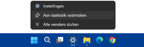 Windows 11: apps aan taakbalk vastmaken