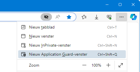 Edge: Application Guard-venster