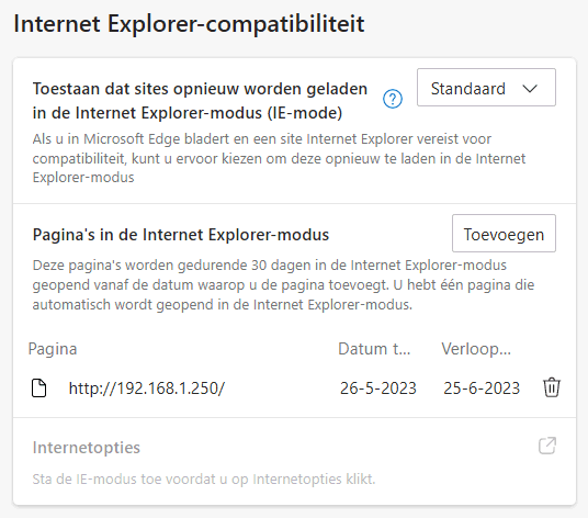 Edge: Internet Explorer-modus