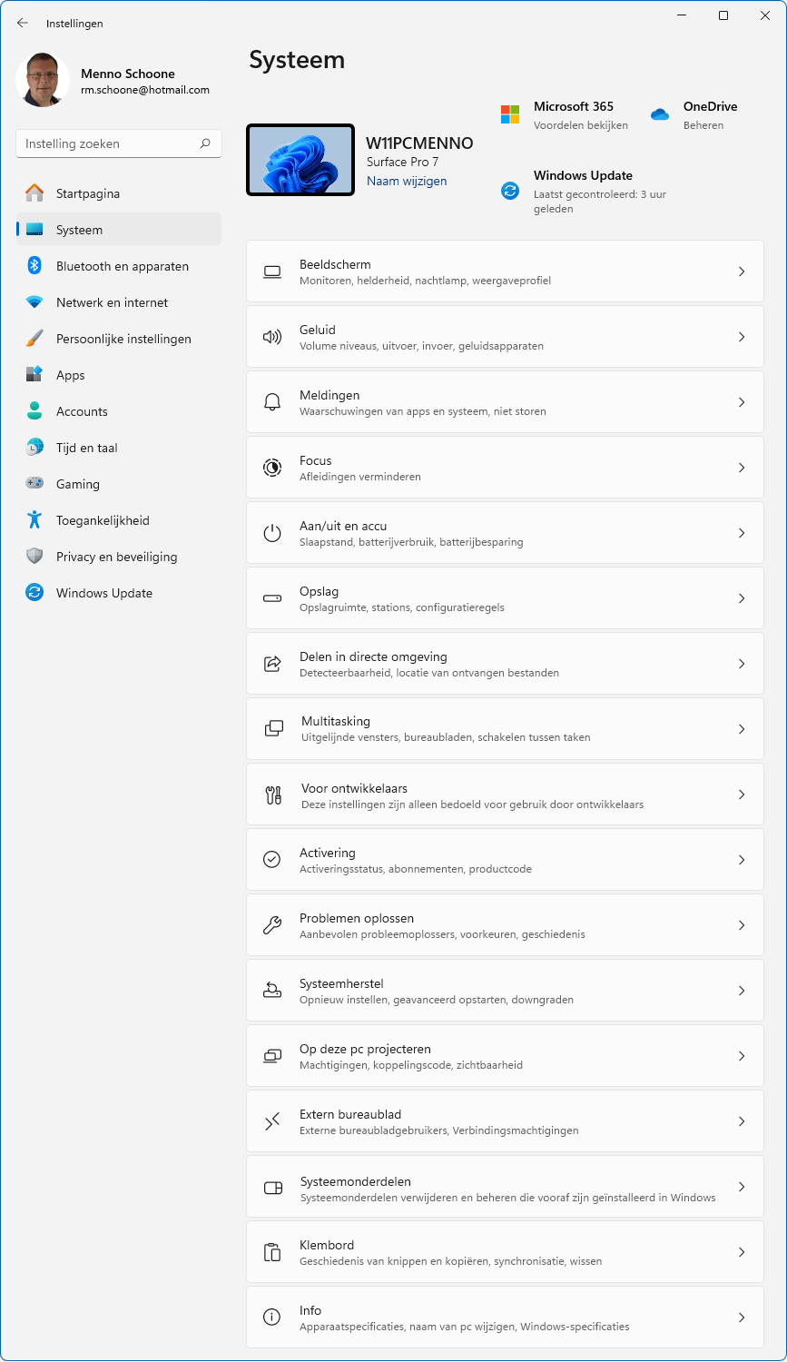 Windows 11 instellingen: Systeem
