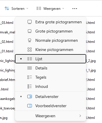 Windows Verkenner: lijstweegave