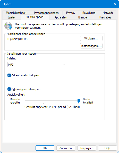 Muziek-CD's rippen met Windows Media Player