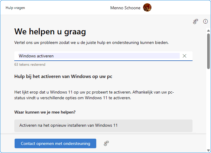 App Hulp vragen aan Microsoft