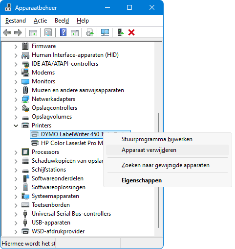 Apparaatbeheer >  Beeld > Verborgen apparaten weergeven > Apparaat verwijderen.