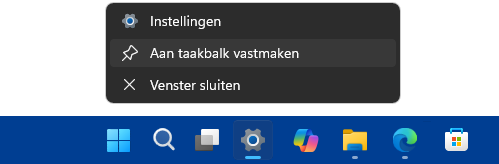 Windows 11: apps aan taakbalk vastmaken