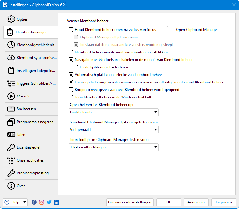 ClipboardFusion instellingen
