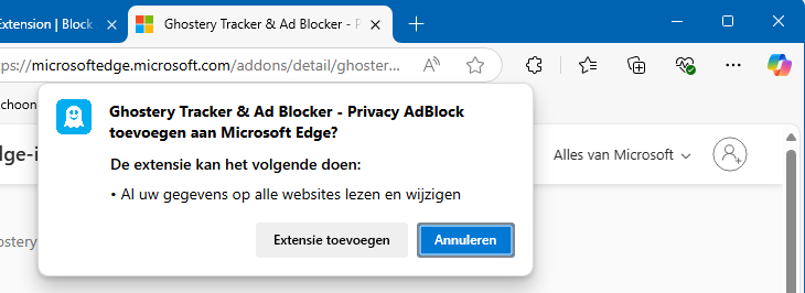 Edge extensie AdBlocker