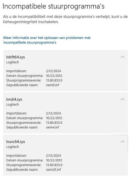 incompatibele stuurprogramma's verwijderen