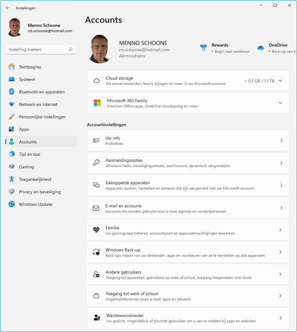 Instellingen: Accounts