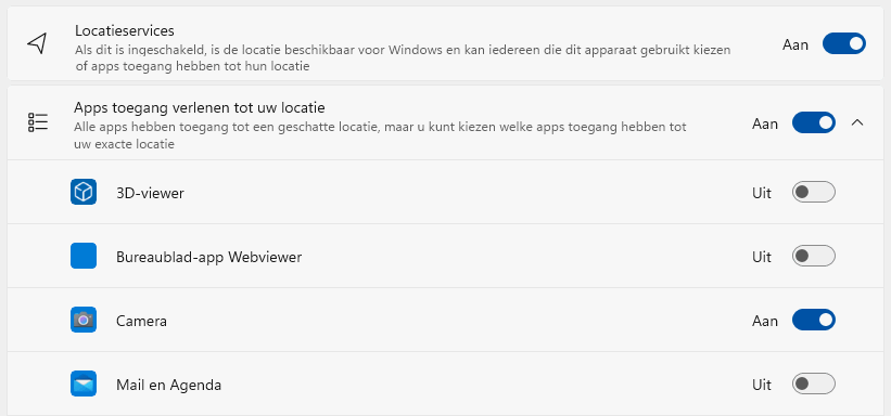 Windows 11: App-machtigingen instellen voor de locatieservice (GPS)