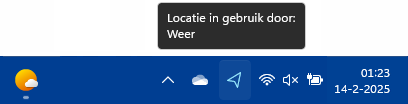 Locatie in het systeemvak