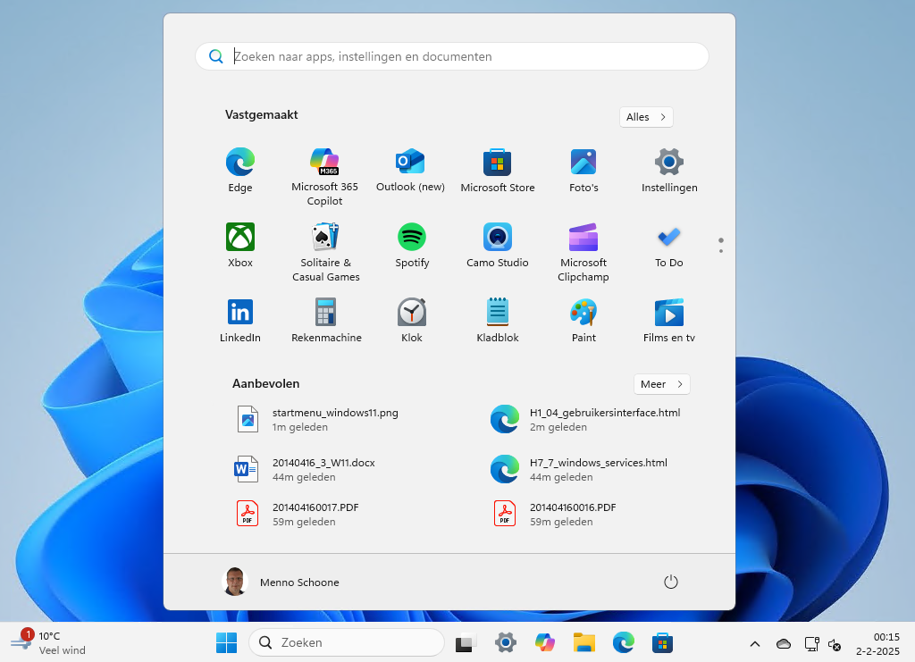 Windows 11 startmenu