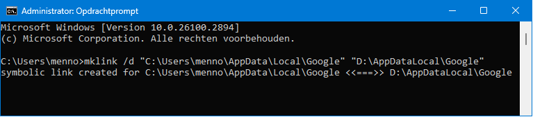 Symbolische link aanmaken met het MKLINK-commando