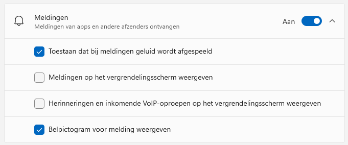 Windows 11: meldingen van apps