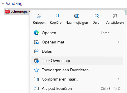 Take ownership op geblokkeerd bestand