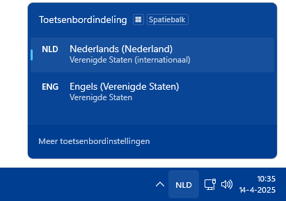 Windows 11 toetsenbordindeling (Taal en regio)
