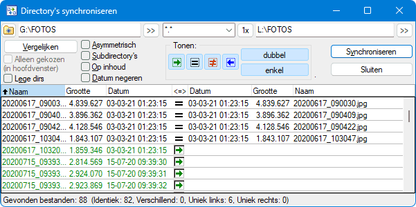 Total Commander: optie Directory's synchroniseren
