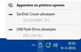 Veilig uitwerpen USB-stick, externe schijf en andersoortige opslag