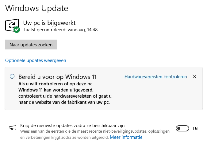 Windows Update: hardwarevereisten controleren