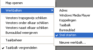 snelstartmenu maken