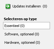 Essentiele Windows updates, optionele software updates en hardware updates.