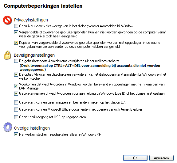 Windows Steady State: computerbeperkingen instellen