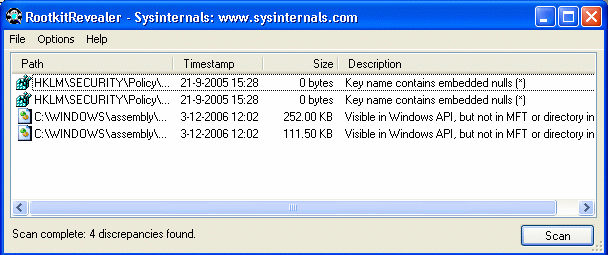 RootkitRevealer van Sysinternals
