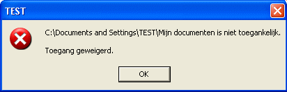 Toegang geweigerd: geen toegangsrechten voor het openen van een persoonlijk gemaakte map