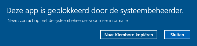 Deze app is geblokkeerd door de systeembeheerder