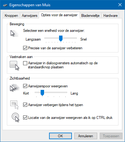 Zichtbaarheid muisaanwijzer verbeteren